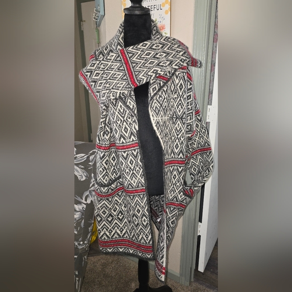 (J) ASPEN Geometric Patterned Open Front Cardigan - Picture 2 of 6